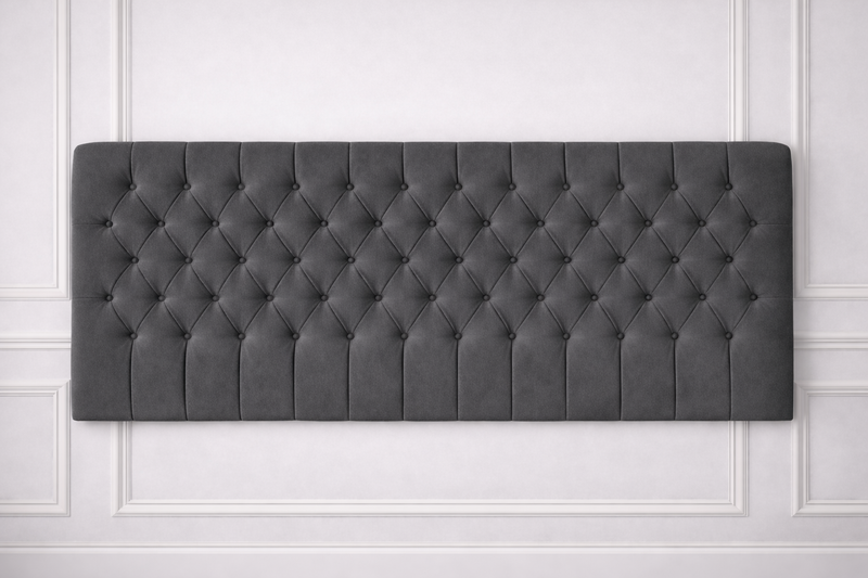 Luxury Winged Chesterfield Headboard with Tufted Upholstery Wooden Strutted