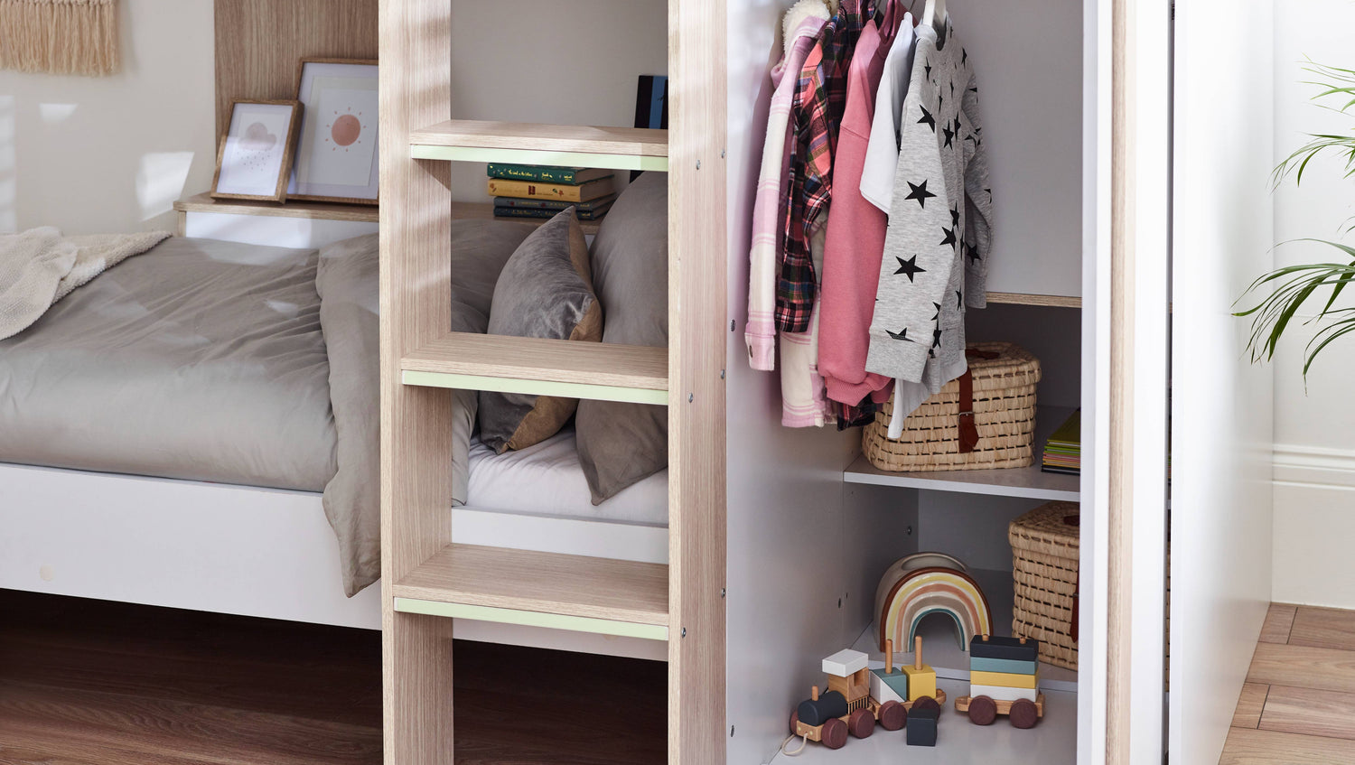 Horizon Bunk Bed - Pale Wood And White