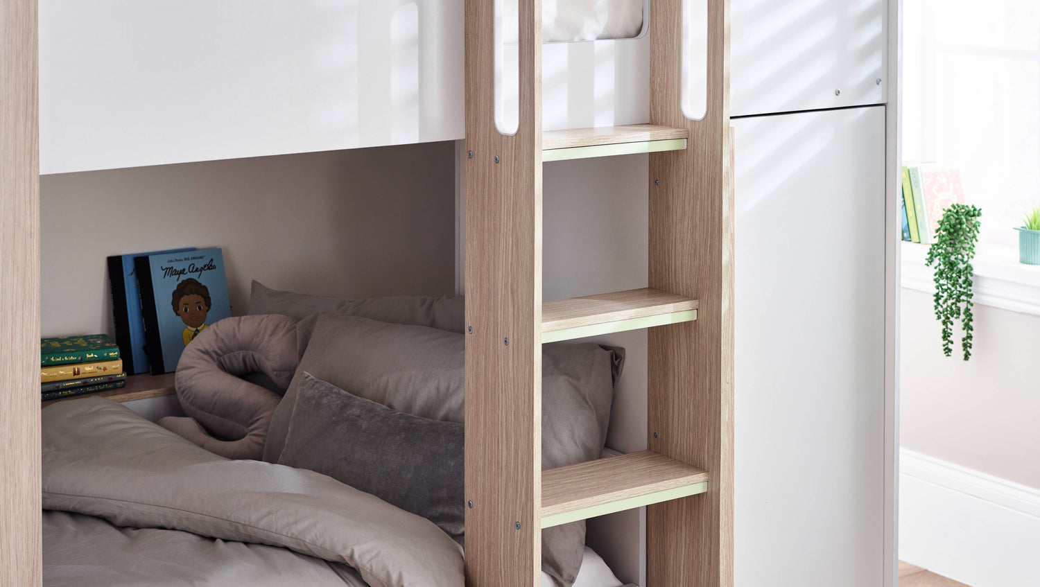 Horizon Bunk Bed - Pale Wood And White