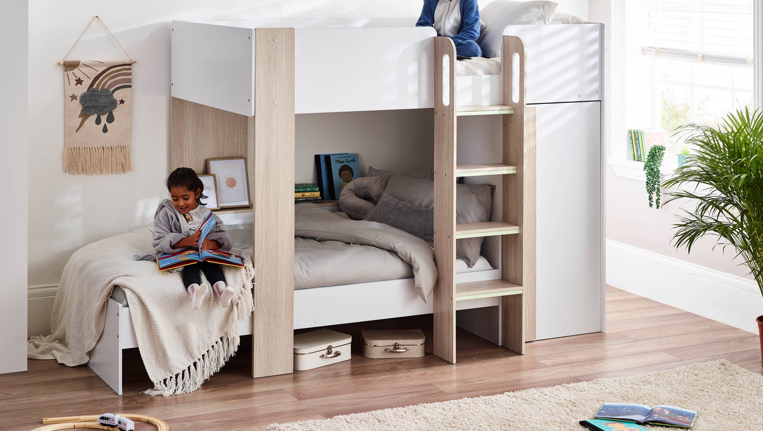 Horizon Bunk Bed - Pale Wood And White