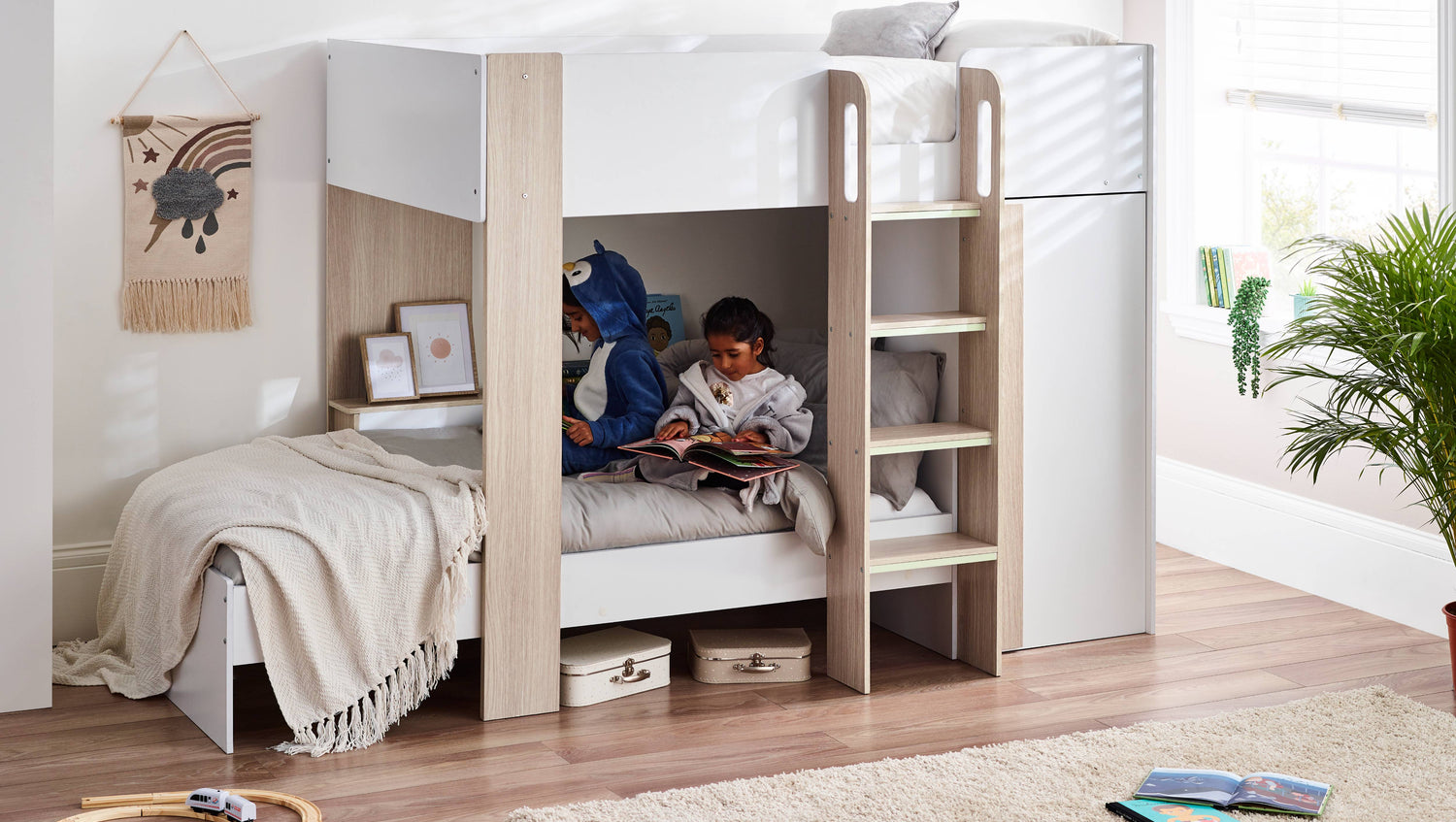 Horizon Bunk Bed - Pale Wood And White