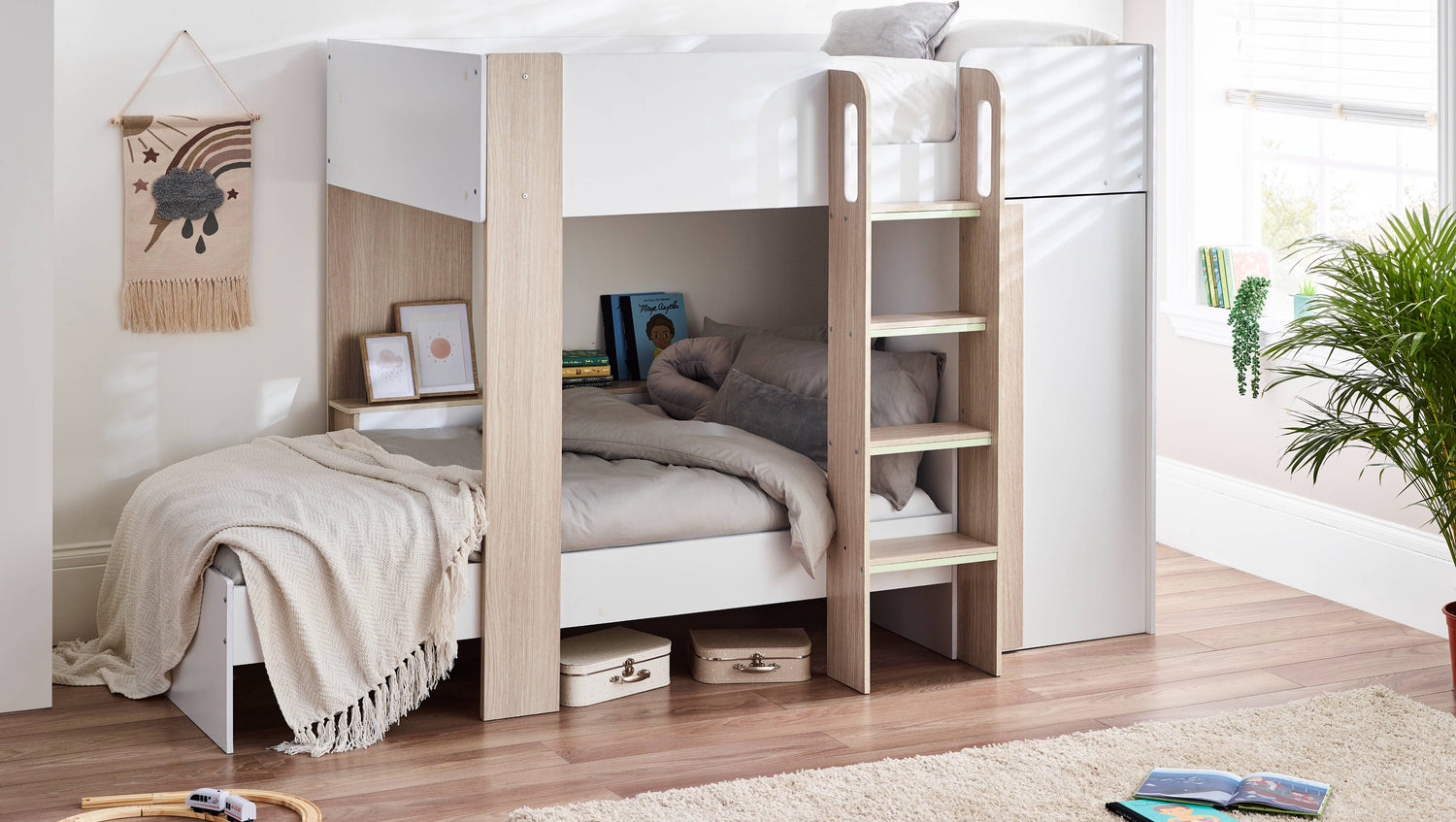 Horizon Bunk Bed - Pale Wood And White