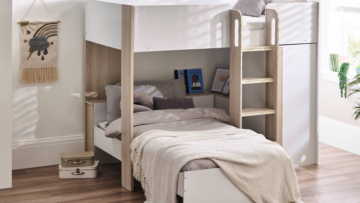 Horizon Bunk Bed - Pale Wood And White