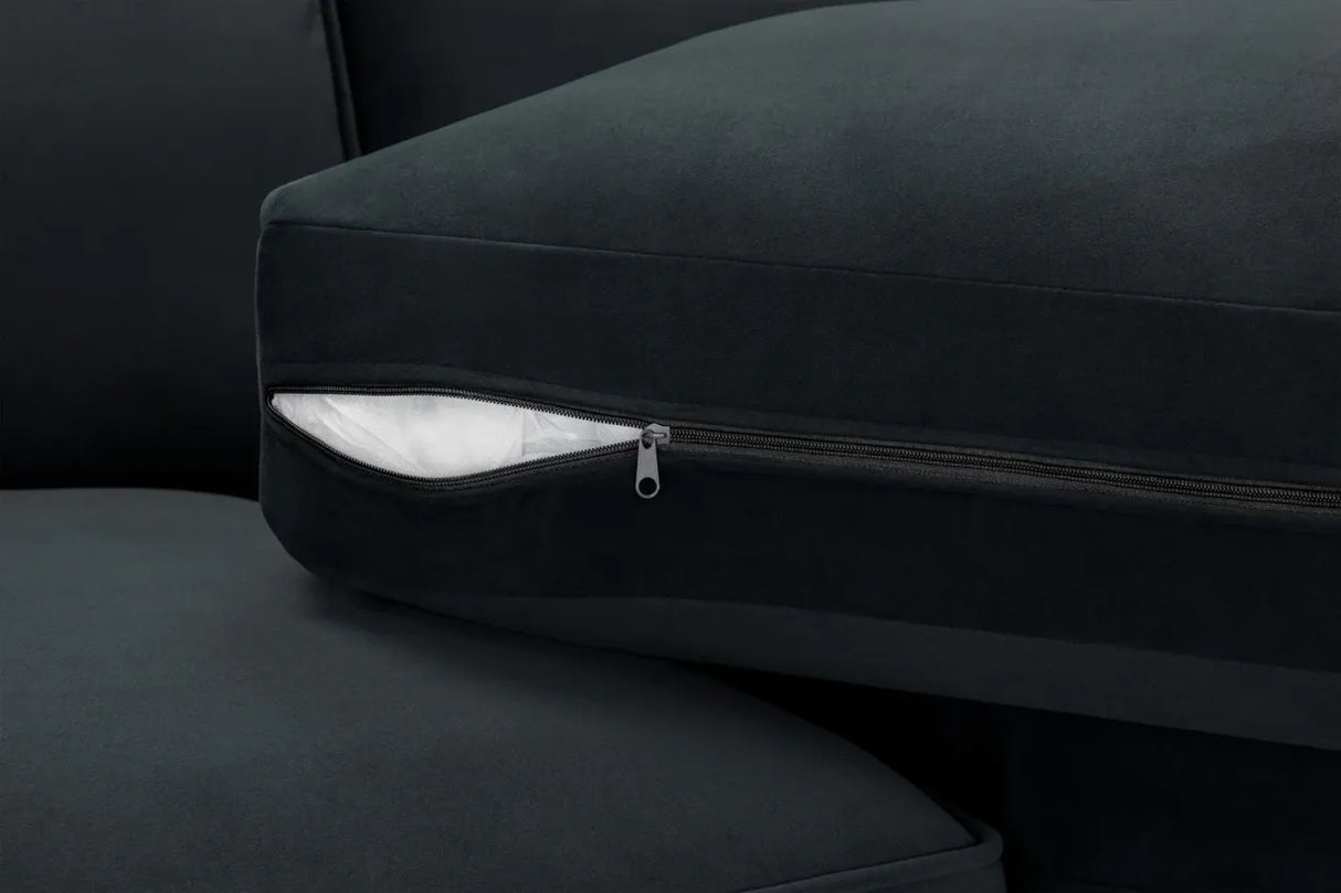 Belgravia Slate Velvet Fabric Corner U Shape Sofa