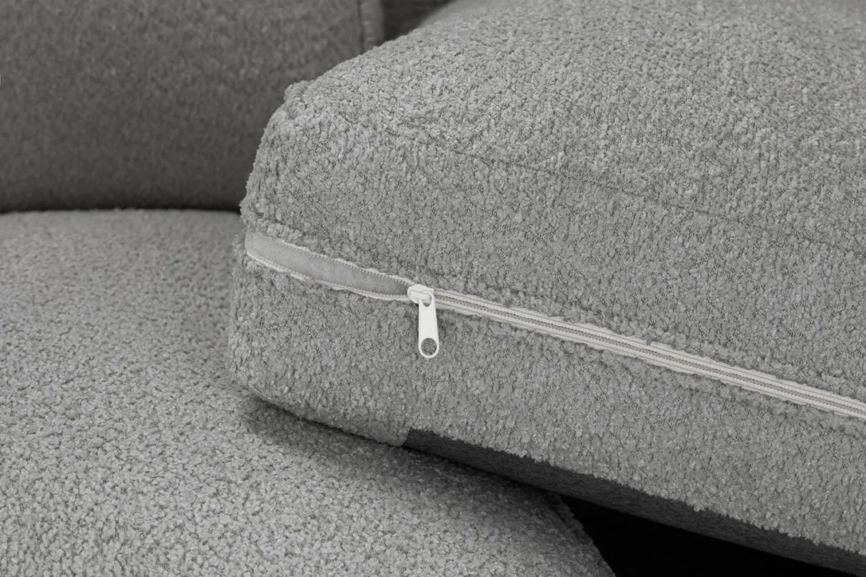 Inga Full Back Boucle Fabric Grey U Shape Corner Sofa