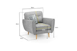 Zinc 1 Seater Arm Chair Grey Sofa