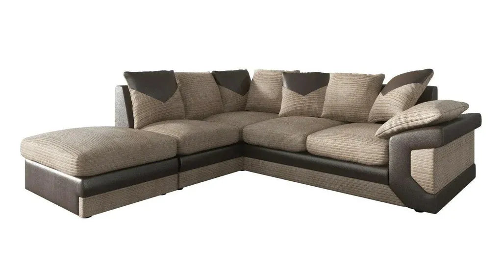 Dino Lush Scatterback Brown Fabric Sofa Left Hand Facing Corner