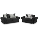 Verona Fabric Sofa Scatterback 3 Seater And 2 Seater Set Grey Or Black