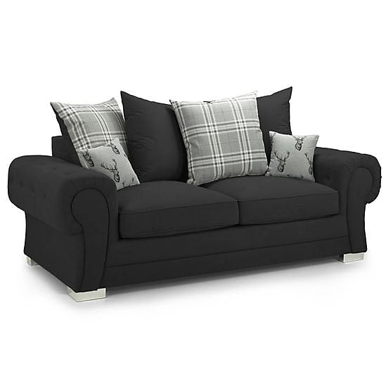 Verona Fabric Sofa Scatterback 3 Seater And 2 Seater Set Grey Or Black