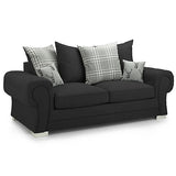 Verona Fabric Sofa Scatterback 3 Seater And 2 Seater Set Grey Or Black