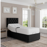 Madeline Electric Adjustable Bed Set Fabric Pocket Sprung Mattress Chesterfield Headboard
