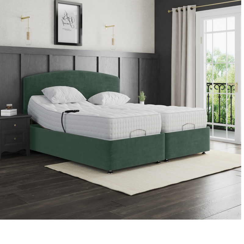 Zurich Electric Adjustable Bed Set Fabric Pocket Sprung Mattress Plain Headboard