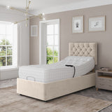 Madeline Electric Adjustable Bed Set Fabric Pocket Sprung Mattress Chesterfield Headboard