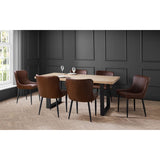 Berwick Dining Table & 6 Luxe Dining Chairs Brown Faux Leather