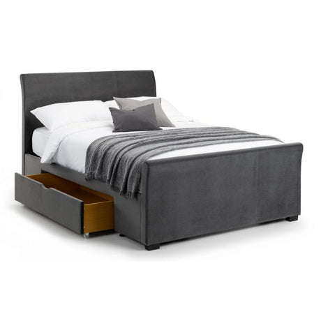 Capri Fabric Bed with 2 Drawers - Dark Grey Velvet