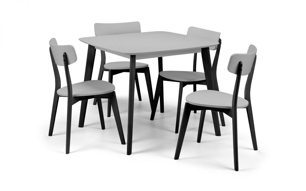 Casa Square Dining Table Grey & 4 Casa Dining Chairs Grey