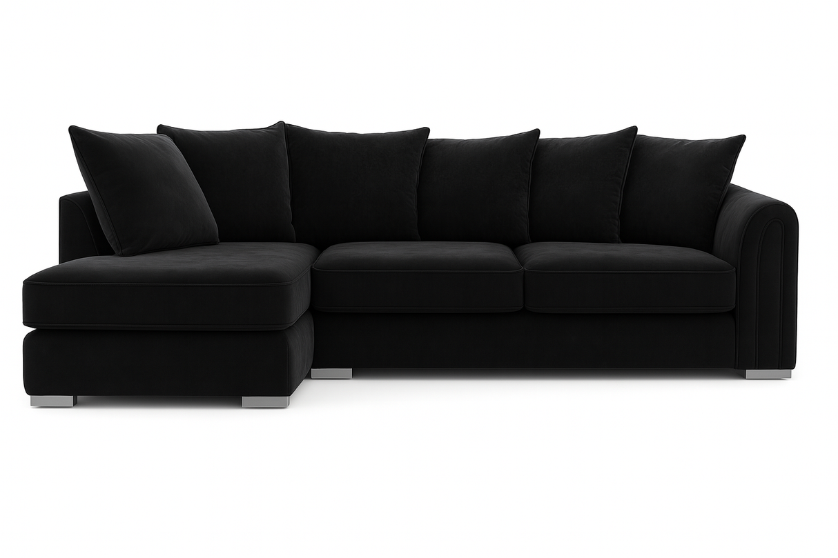 Monaco Plush Velvet Corner Sofa – Luxury Left Hand Chaise
