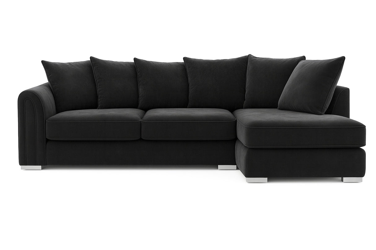 Monaco Plush Velvet Corner Sofa – Luxury Right Hand Chaise