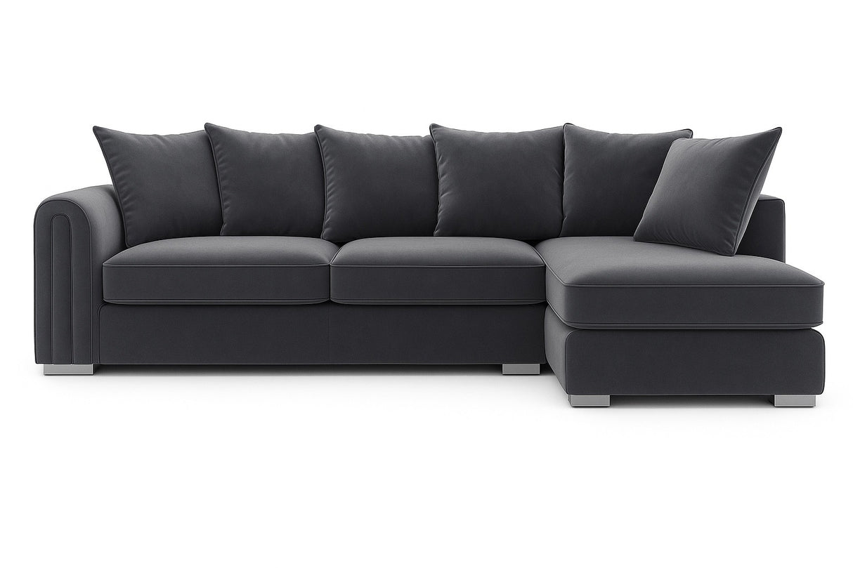 Monaco Plush Velvet Corner Sofa – Luxury Right Hand Chaise