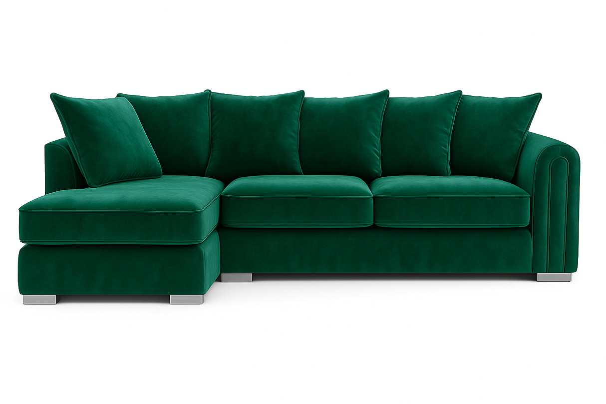 Monaco Plush Velvet Corner Sofa – Luxury Left Hand Chaise