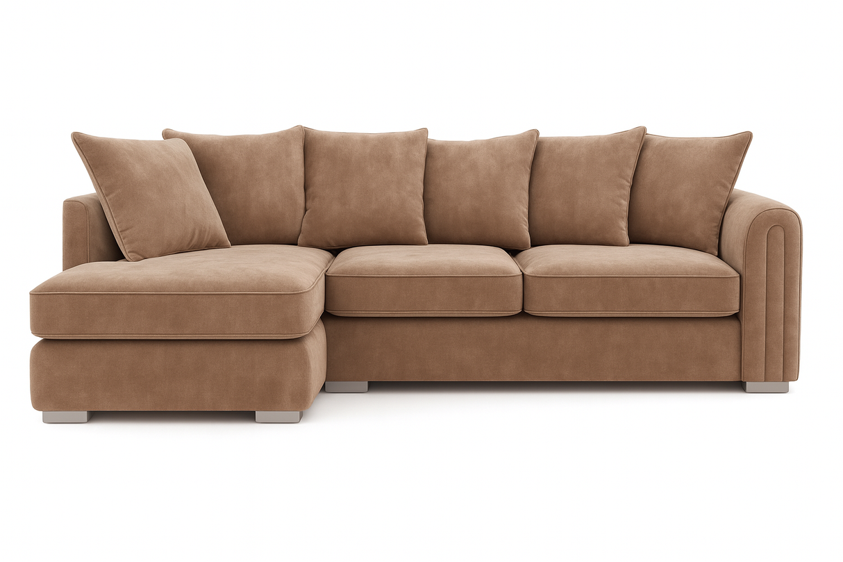 Monaco Plush Velvet Corner Sofa – Luxury Left Hand Chaise