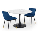 Holland Round Pedestal Table & 2 Delaunay Blue Chairs