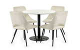 Luca Round Table & 4 Iris Boucle Dining Chairs Ivory