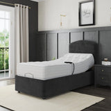 Zurich Electric Adjustable Bed Frame – Fabric Divan Base & Plain Headboard | BLACK