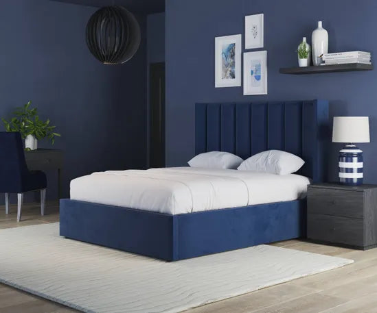 Paris Electric Adjustable Bed Frame with Winged Headboard – Dual Motor Comfort & Luxury Support | BLUE