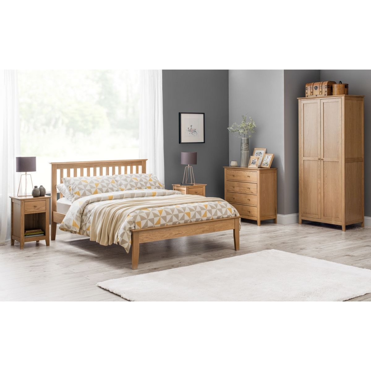 Salerno Shaker Bed - Solid Oak