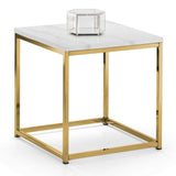 Scala Gold White Marble Top Lamp Table
