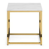 Scala Gold White Marble Top Lamp Table