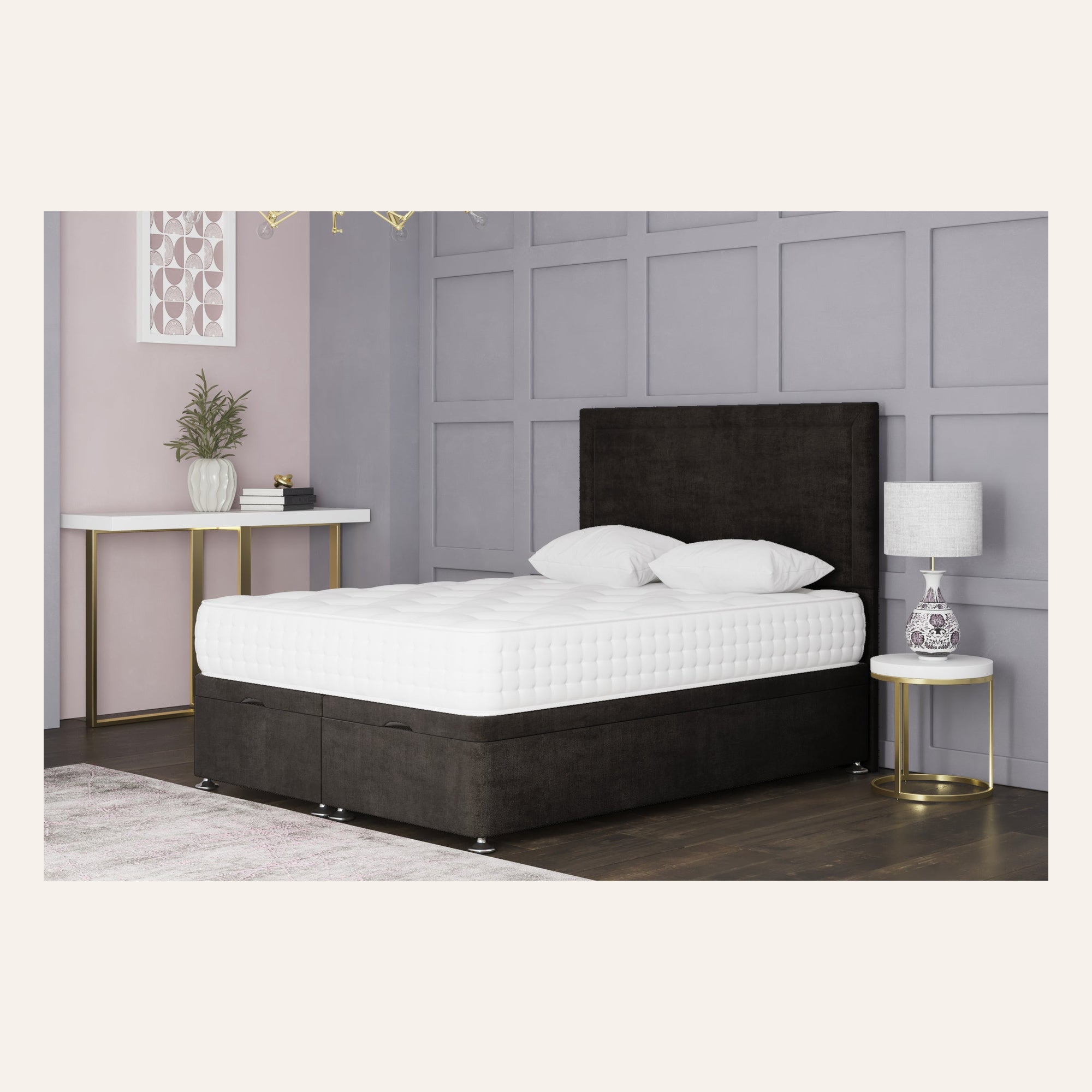 Serena ottoman bed with an upholstered headboard