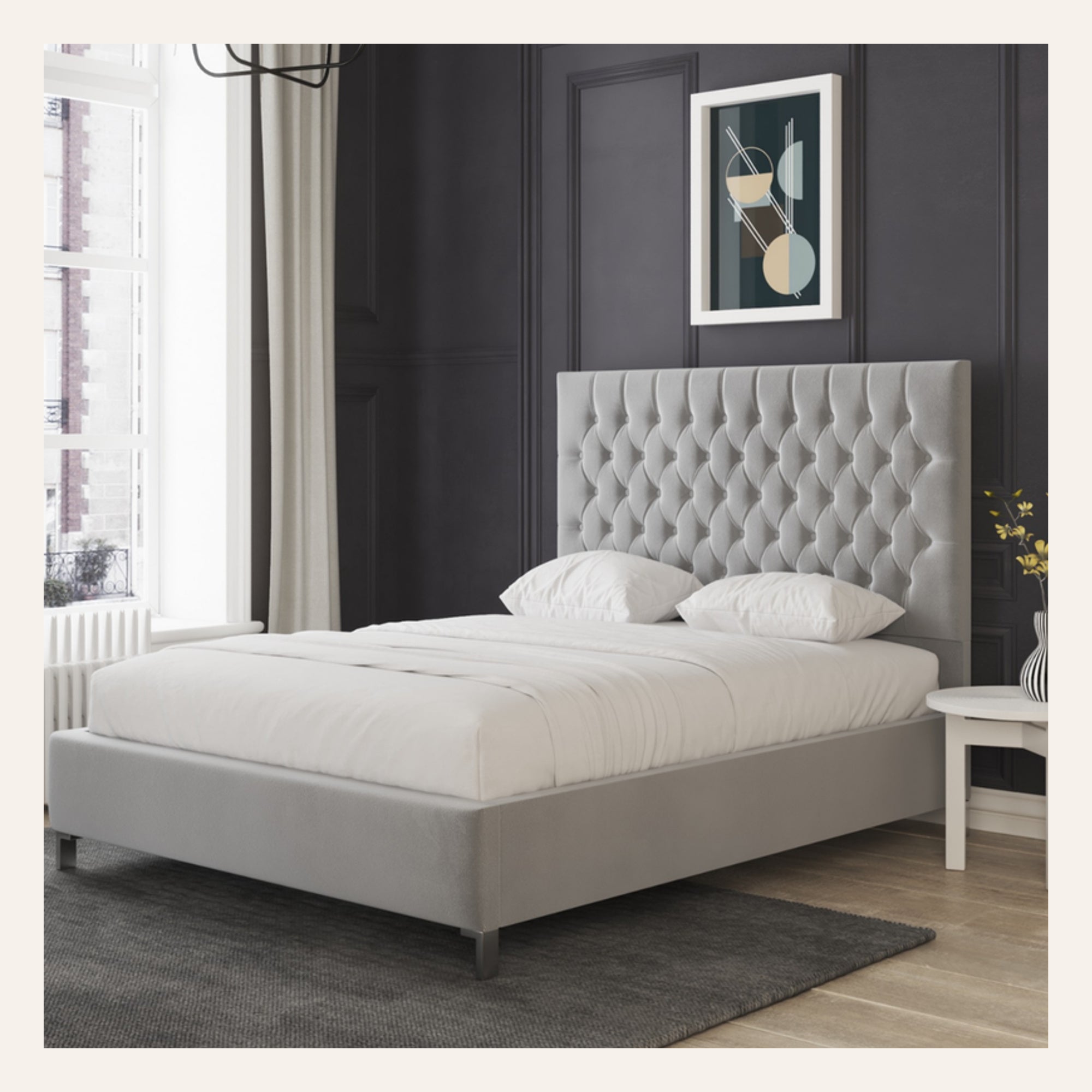 Marie Upholstered Chesterfield Headboard Bed Frame